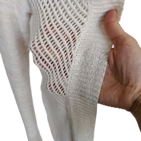 Roxy Beige Crochet Knit Open Front Cardigan Sz. M - Picture 6 of 10